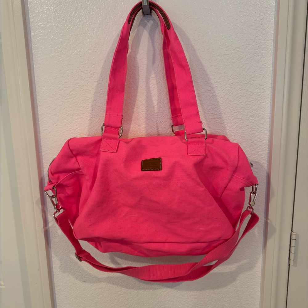 Victoria's Secret Hot Pink Canvas Tote with Removable Strap